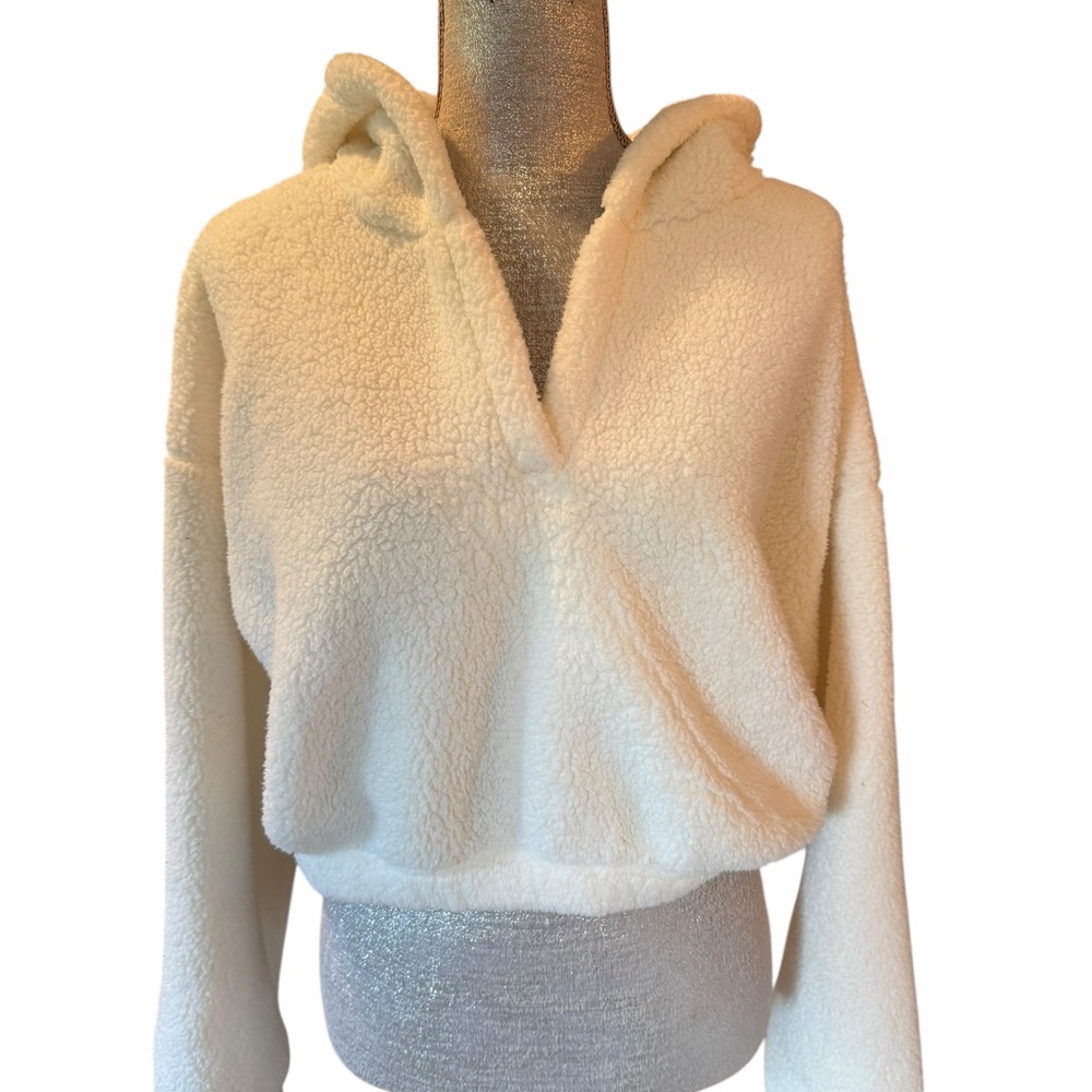 SOLD***********Ivory Sherpa Pullover Jacket Teddy slightly cropped